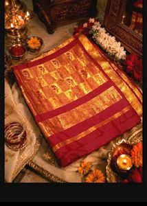 Exquisite Red &amp; Gold Silk Saree