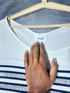 Sparkly Striped Deep neck Long Sleeve Top