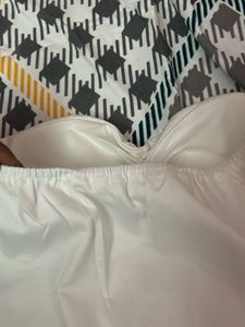Chic White Strapless Ruffle Dress