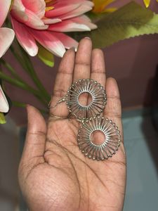 Unique Silver Tone Hoop Earrings