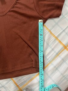 Brown Ribbed Top