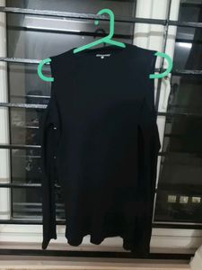 Black Cold Shoulder Long Sleeve Top