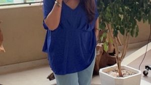 V-Neck Royal Blue Peplum Top
