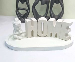 Minimalist White Concrete "HOME" Decor Tray