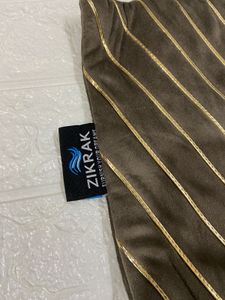 Velvet Cushion Cover with Gold Stripes
