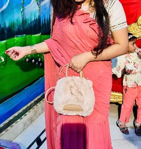 Ruffled Pink Ready To Wear Sharara Saree