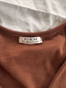 Brown Ring Detail Tie-Up Crop Top