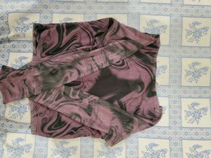 Sheer Marble Print Long Sleeve Top