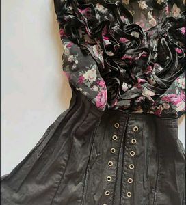 Ruffled Floral Sheer Top