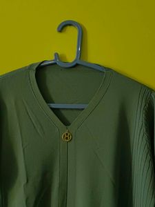 Chic V-Neck Olive Green Top