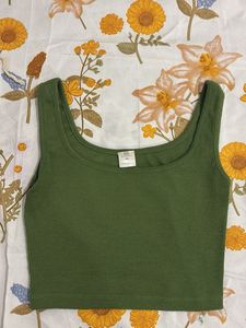 Olive Green Ribbed Tank Top