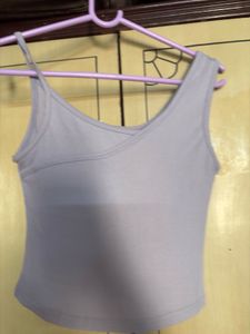 lavender skintight crop top