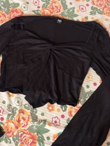 Chic Black Twist Front Top