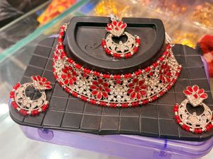 Exquisite Red & Gold Jewellery Set