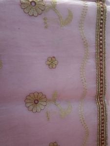 Kota Type Baby Pink Cotton Saree With Maroon Work