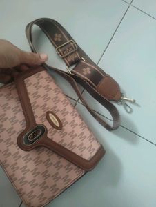 Deris Bell Pink Monogram Clutch