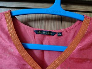 New Elegant Peach Kurta with Golden Motif