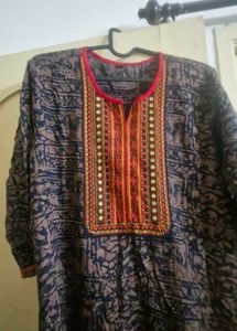 coffee brown orange Embroidered Kurta