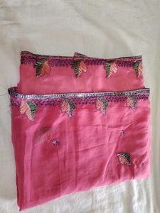 Beautiful Pink Embroidered Saree
