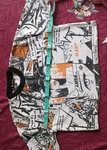 Comic Print Cropped Sweatshirt