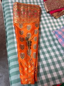 Vibrant Orange Banarasi lehenga choli set