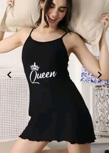 Women Spaghetti Strap Typography Print Dress
