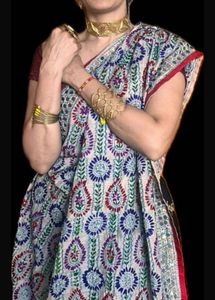 Embroidered cotton Silk Duppatta with sequins Work