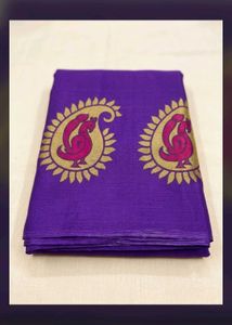 Vibrant Purple Silk Saree with Paisley Border