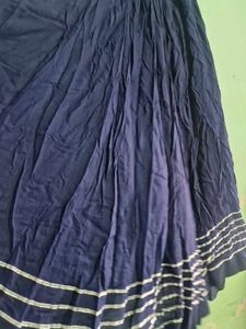 Navy Blue Ethnic Blouse with Silver Stripes