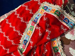 Beautiful Red Embroidered Saree