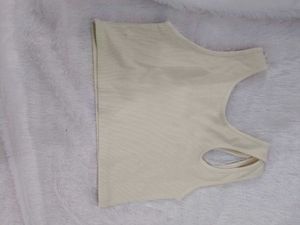 Women's Cream Ribbed Crop Top