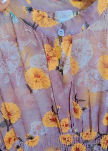 Korean imported Floral georgette dress