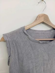 Grey Textured Sleeveless Top