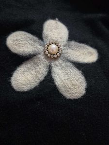 Floral Embellished Black Sweater