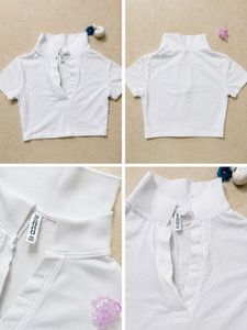 White Cropped Polo Shirt