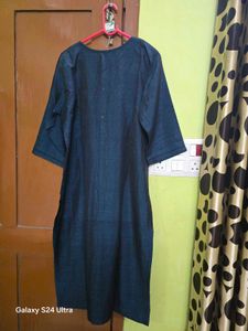 Stylish Blue Kurta Set with Black Embroidery