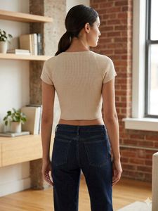 beige knit crop top