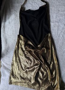 Shiny Gold Halter Neck Mini Dress