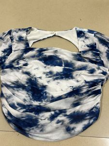 Trendy Tie-Dye Cutout Ruched Top