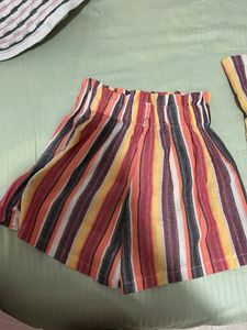 Striped Open Front Coat with shorts