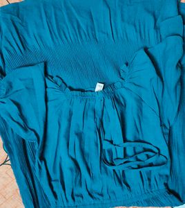 Teal Pleated Top