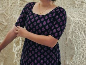 Black Dress with Purple Design – Stylish Elegant P