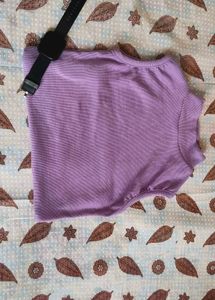 Lavender Ribbed Mock Neck Tank Top