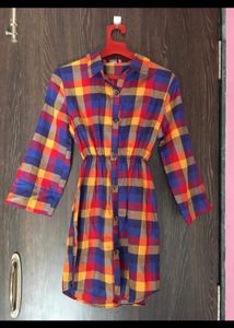 Colorful Plaid Shirt Dress