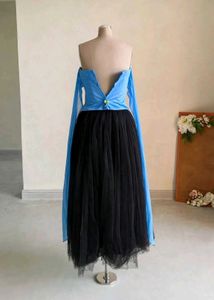 Chic Blue Corset &amp; Black Tulle Skirt Set