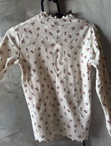 Cream Floral Long Sleeve Top