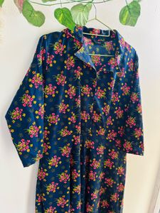 Navy blue Floral Print Maxi Dress