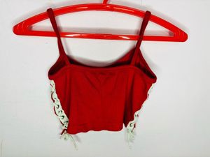 Red Spaghetti Strap Crop Top