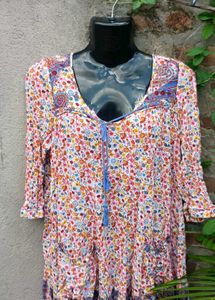 Bohemian Floral Print Mini Dress