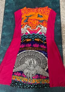 Vibrant Peacock Print dress
